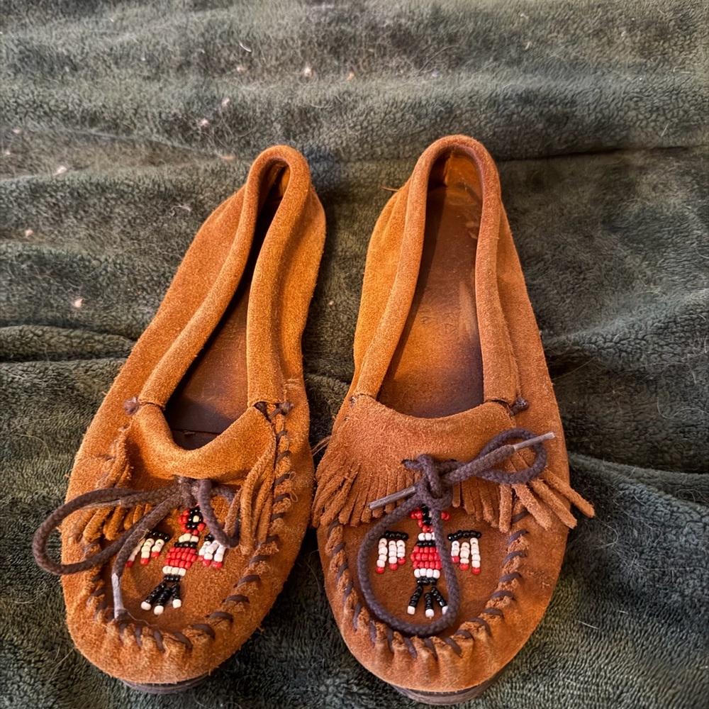 Minnetonka Tan Beaded Moccasins
Not for sale